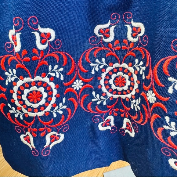 HANCKE VINTAGE DRESS COTTON BLUE DRESS AUSTRIAN 60s PRAIRIE DRESS EMBROIDERED 42 - Picture 11 of 17